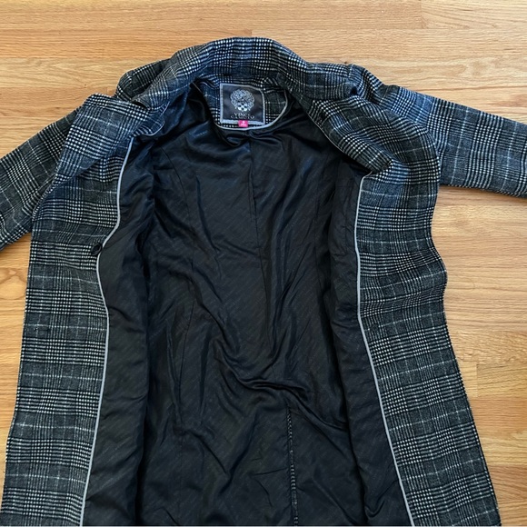 NWT Vince Camuto black and white plaid walker double breasted pea coat - Picture 4 of 8